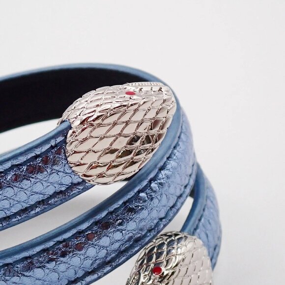 BVLGARI Logo Serpenti Forever Bracelet Blue Silver Italy Accessory 31RL216 - Picture 5 of 15
